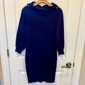 Women’s SZ S BANANA REPUBLIC GRAPE PURPLE SILK BLEND 3/4 SLEEVE SWEATER DRESS